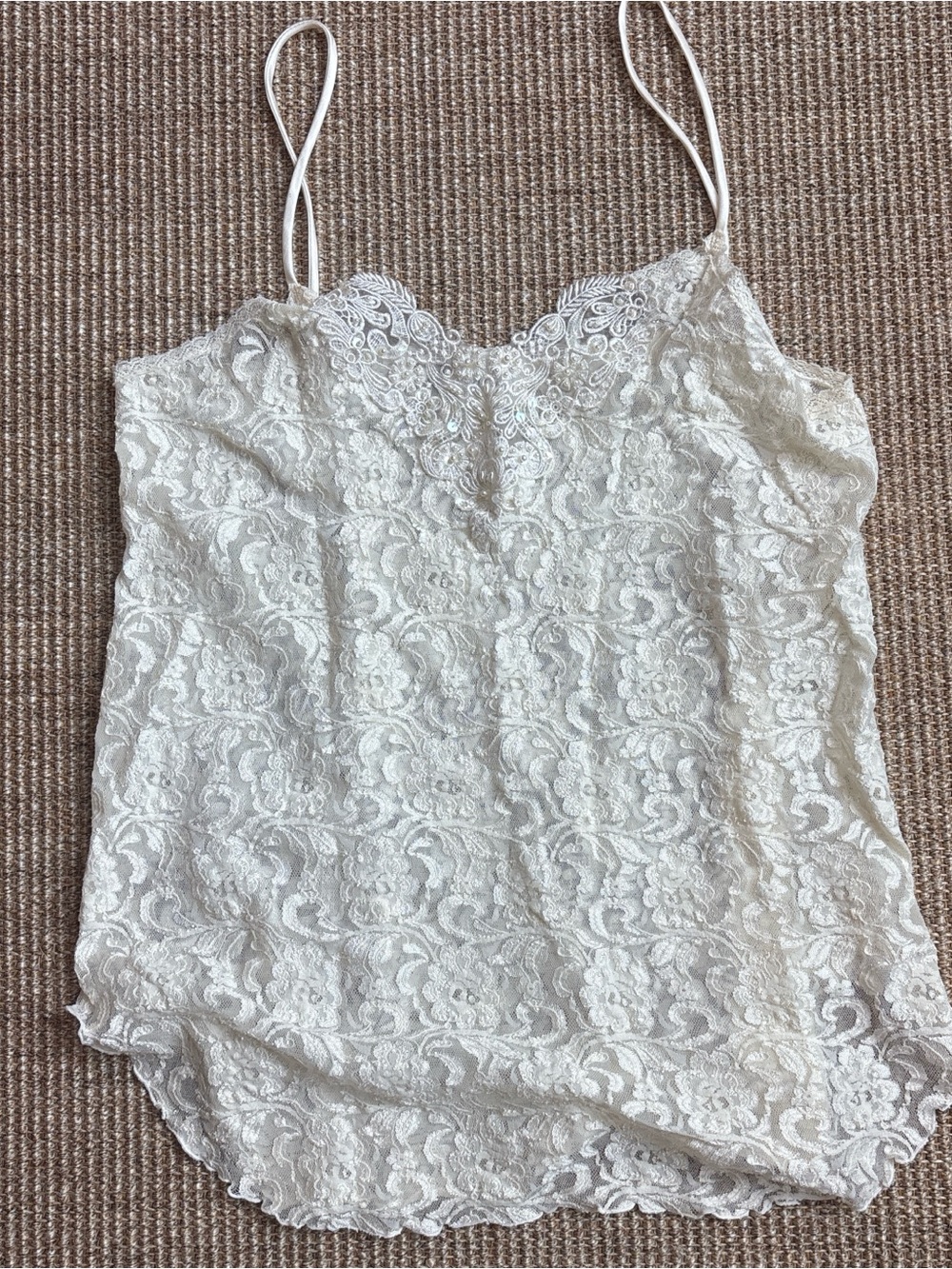 Vintage Bridal Lace and Beaded Tank Size XL